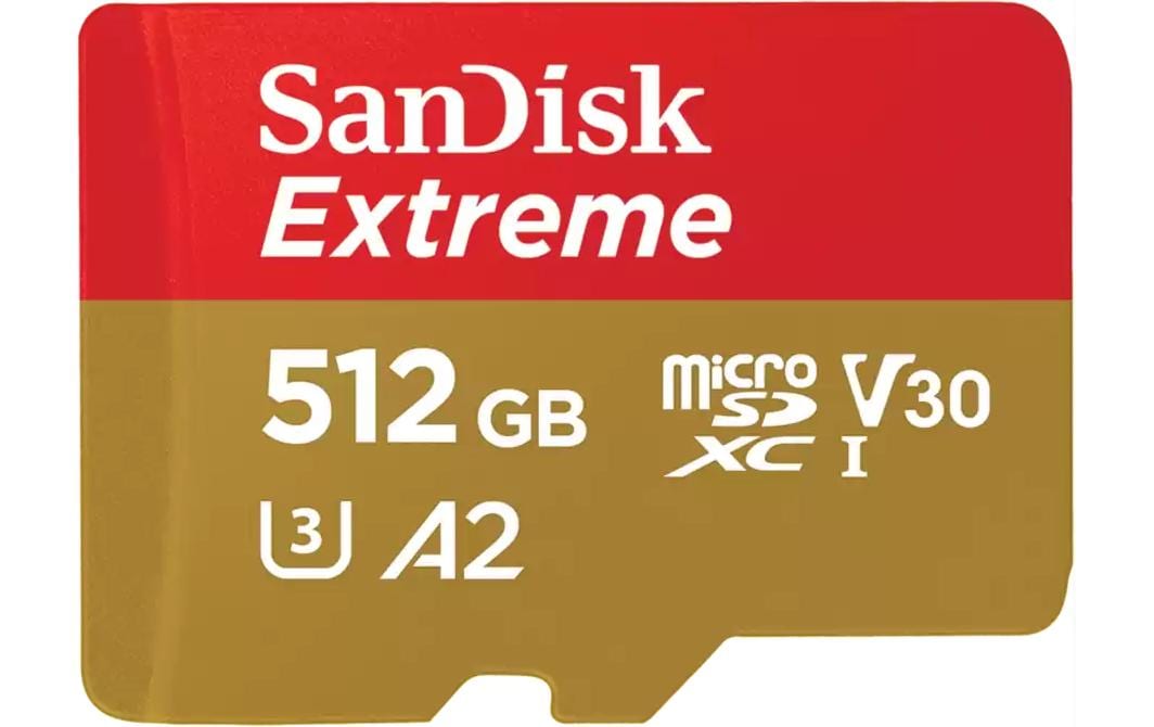 SanDisk microSDXC Card Extreme 512GB Lesen 190MB/s, Schr. 130MB/s, inkl. Adapter