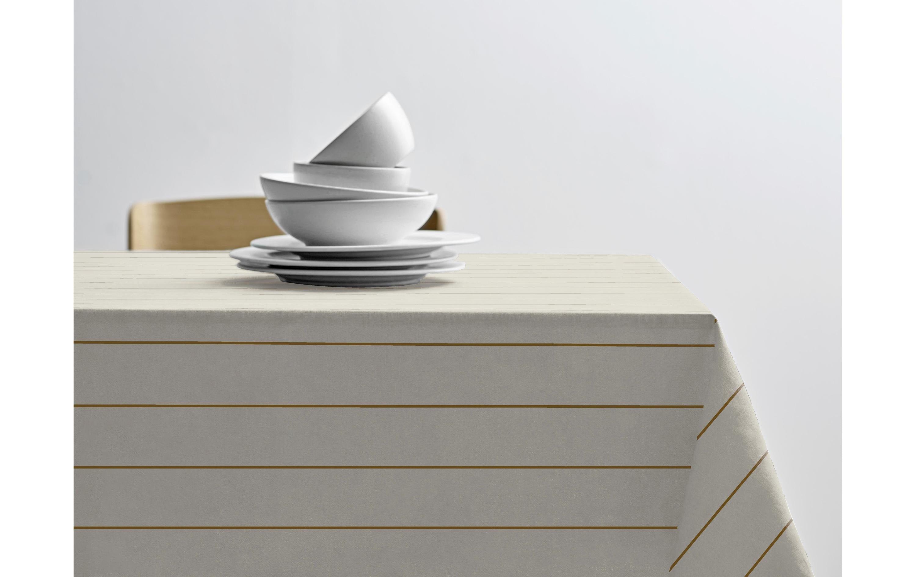 Södahl Tischdecke Line Creme/Gold 140x320cm, Baumw., OEKO-Tex