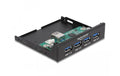 Delock USB Hub Front 4 Front 64166 extern:4x USB 3.2 Typ-A, intern: 1x USB 3.2