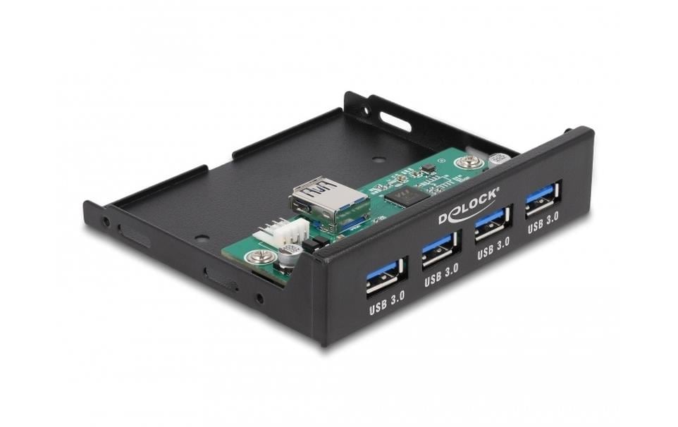 Delock USB Hub Front 4 Front 64166 extern:4x USB 3.2 Typ-A, intern: 1x USB 3.2