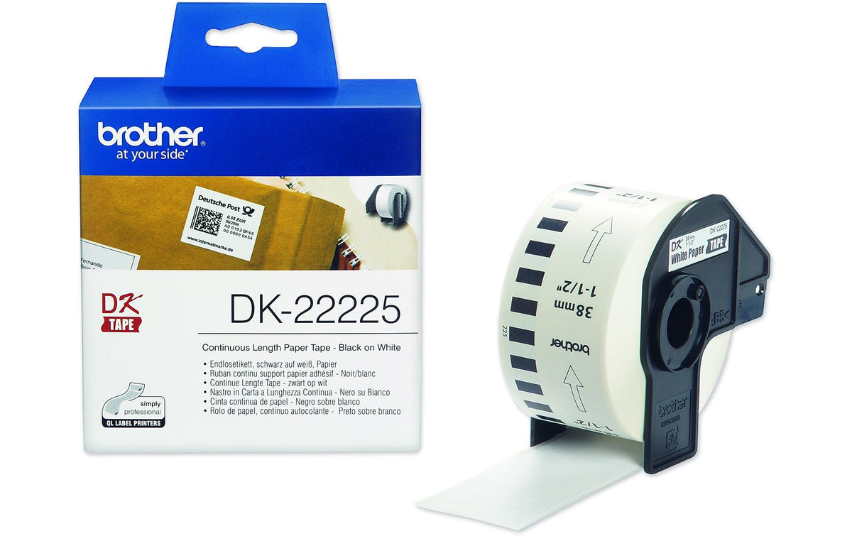Brother Etiketten zu Labelprinter Papier Endlos, 38 mm x 30,48 m, Papier weiss