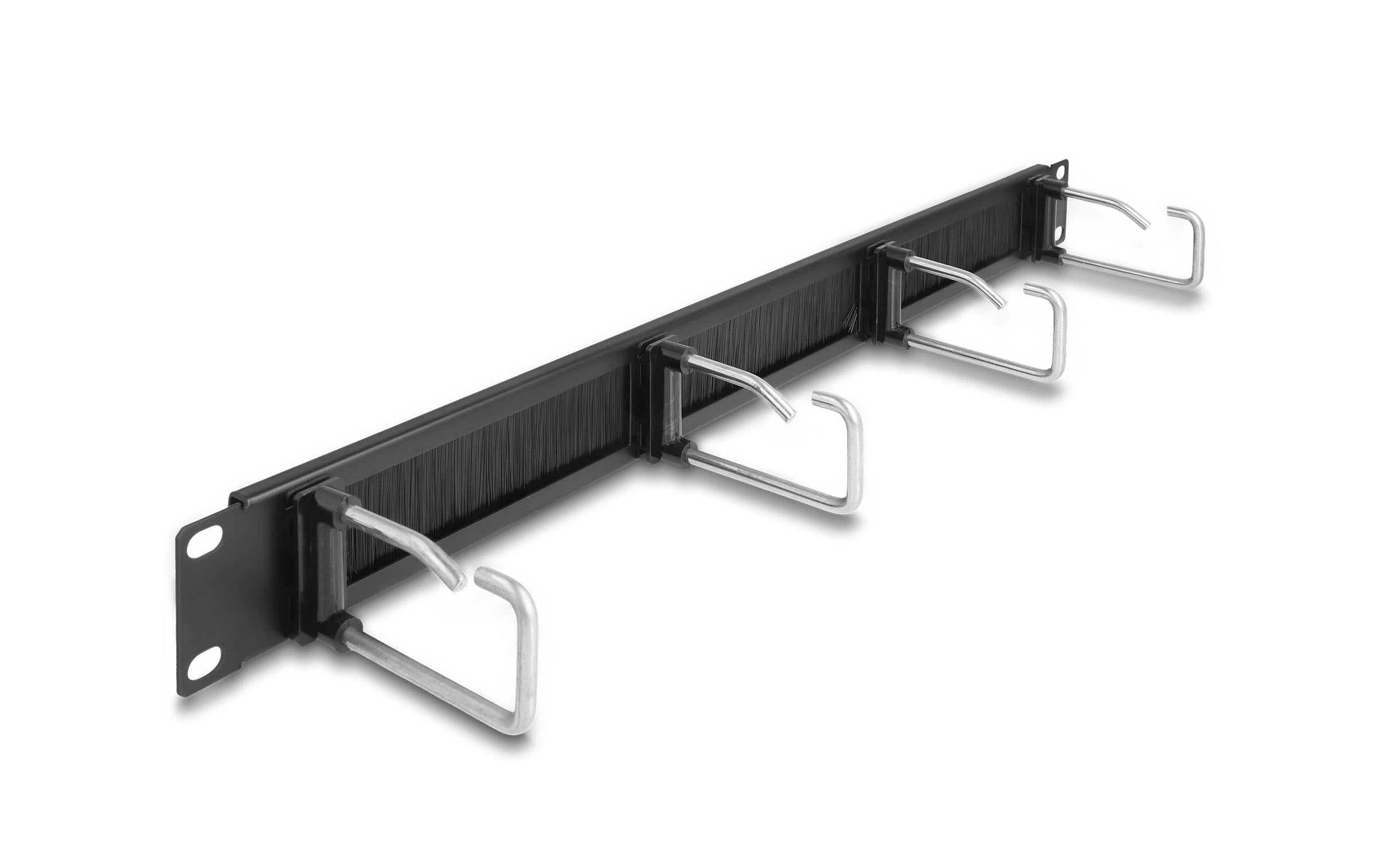 Delock 19" Kabelmanagement Bürstenleiste mit 4 Metallbügel 1 HE, schwarz