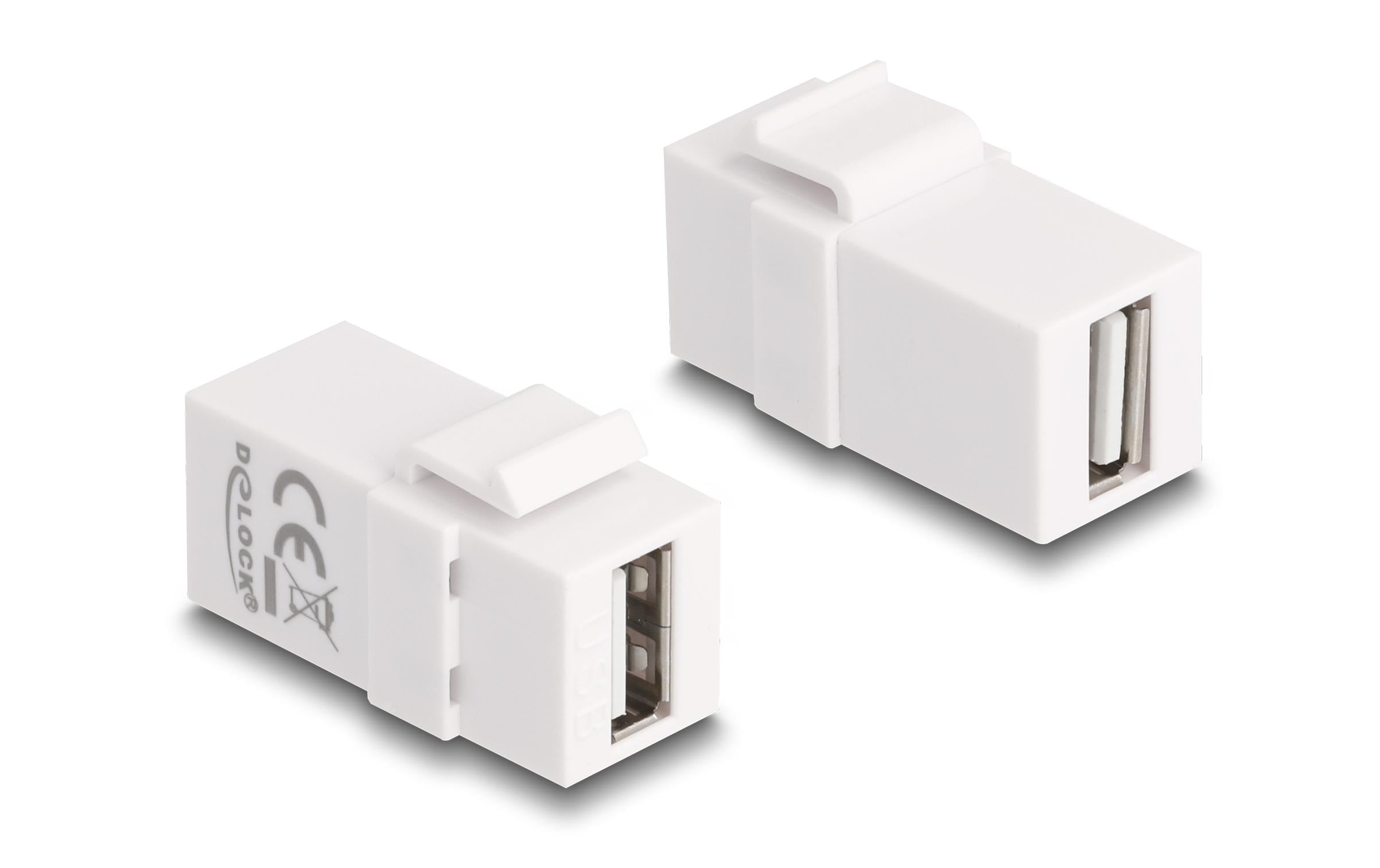 Delock Keystone Modul USB2.0 A Buchse-Buchse, weiss