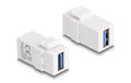 Delock Keystone Modul USB3.0 A Buchse-Buchse, weiss (1:1)