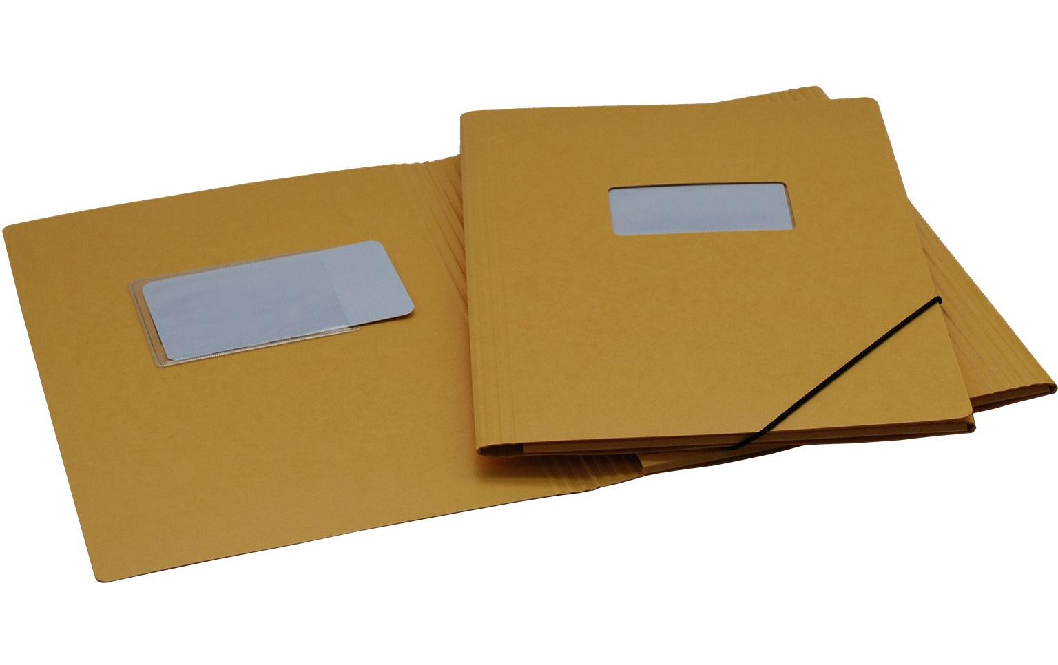 Erola Gummibandmappe Pressspan A4 mit Beschriftungsschild. 3 Klappen gelb