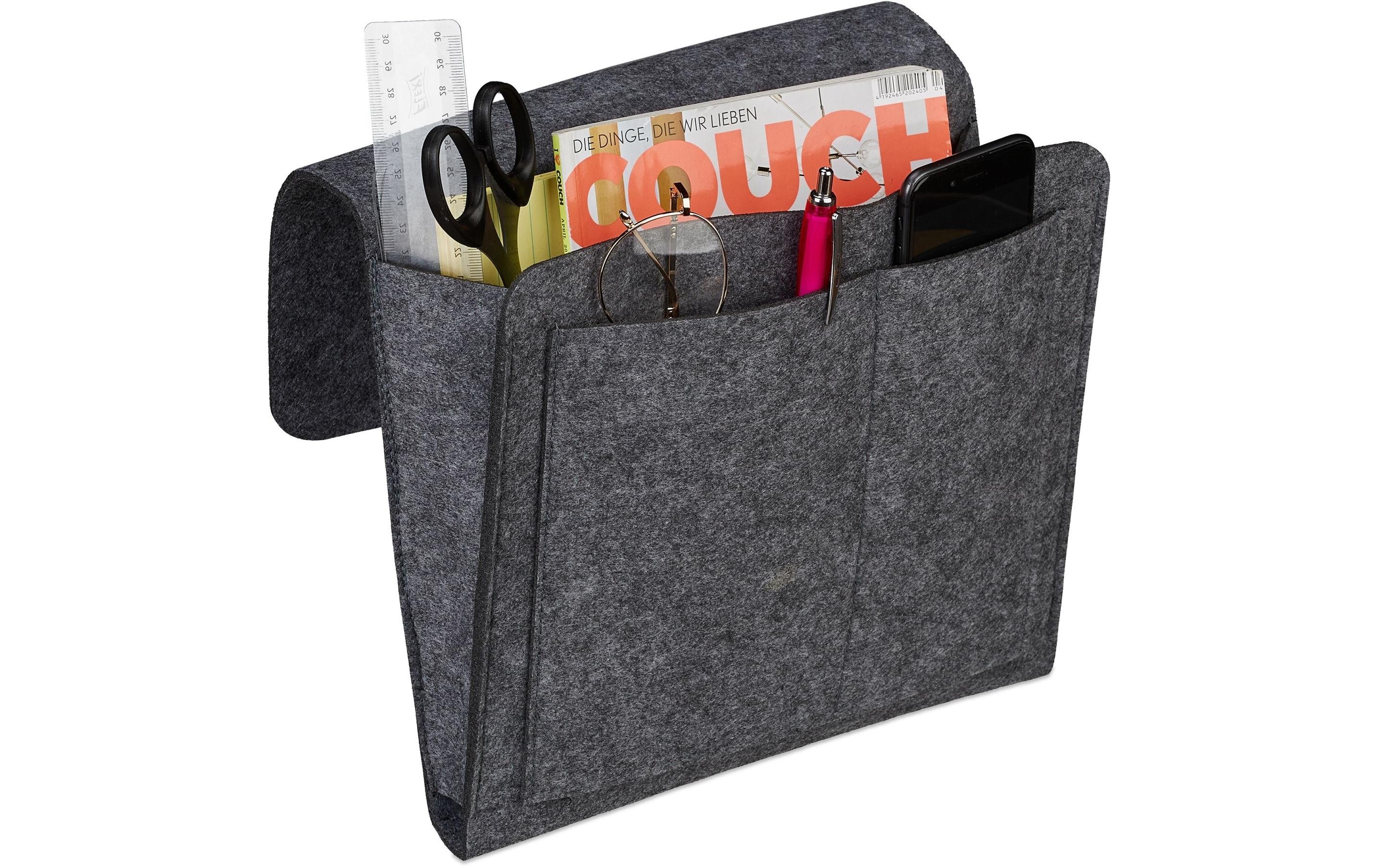 relaxdays Aufbewahrung Betttasche,Anthrazit 5 Fächer, Filz, Traglast 5kg, 26x28x5 cm