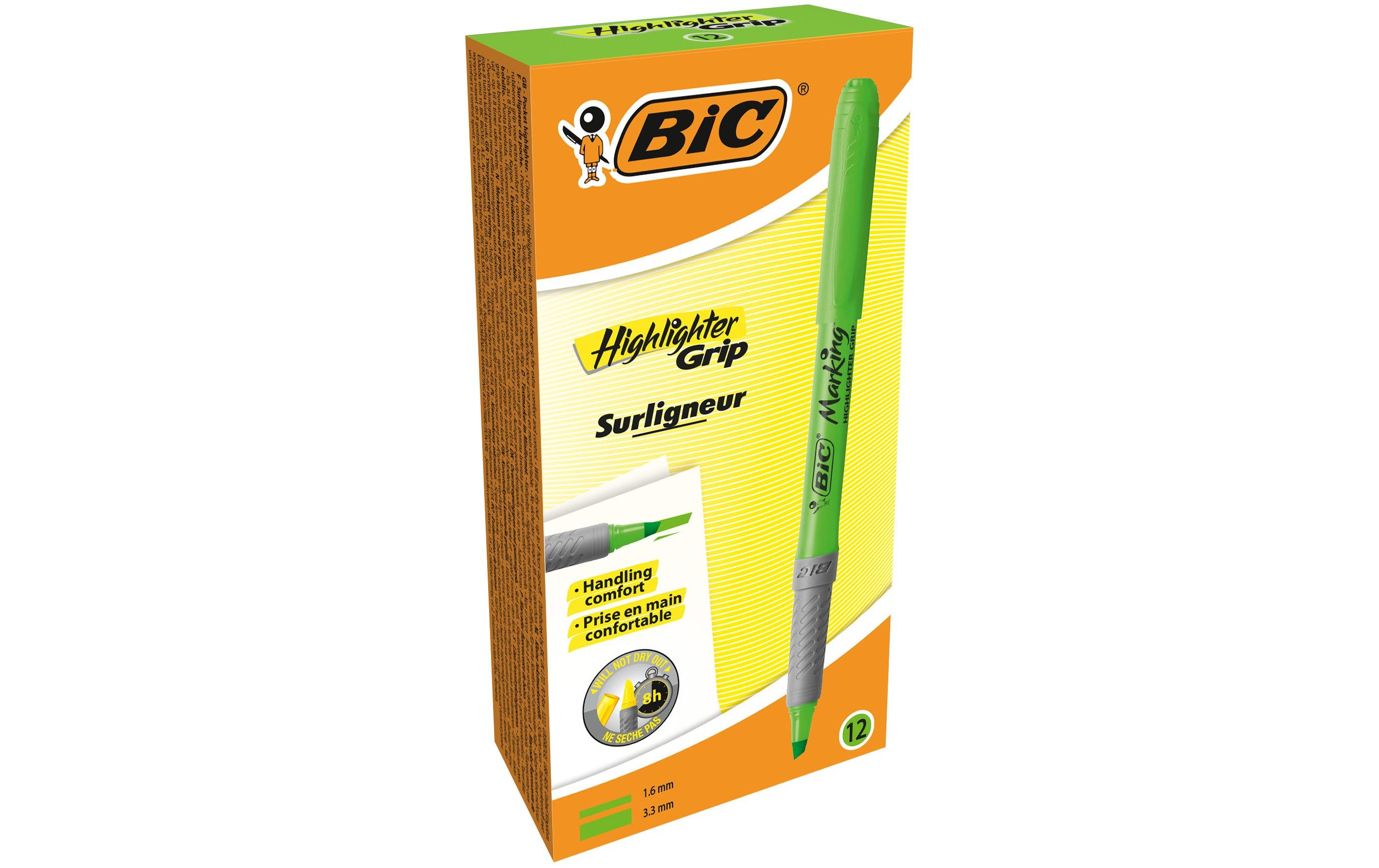 Bic Textmarker Brite Liner Grip, 12 Stk grün