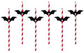 Partydeco Strohhalme Fledermäuse 24 cm, 6 Stk