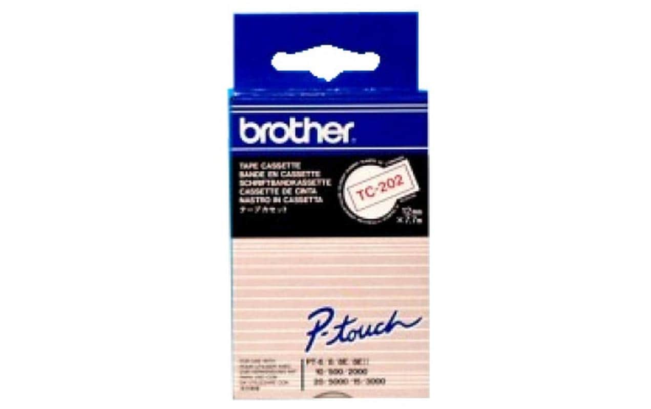 Brother P-Touch Schriftb TC, 12 mm Band weiss, Schrift rot