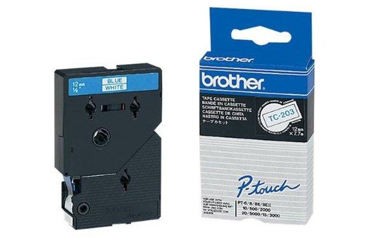 Brother P-Touch Schriftb TC, 12 mm Band weiss, Schrift blau