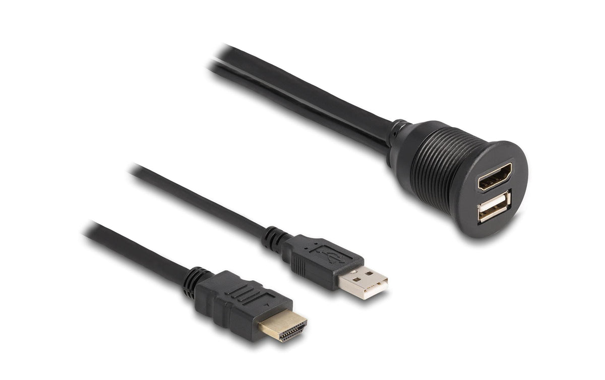 Delock HDMI A-Stecker&USB2 Typ-A Stecker,1m zu HDMI-A Buchse&USB2 Typ-A Buchse