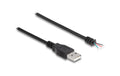 Delock USB2.0 Typ-A Stecker zu 4x offene Kabelenden, 1m, schwarz