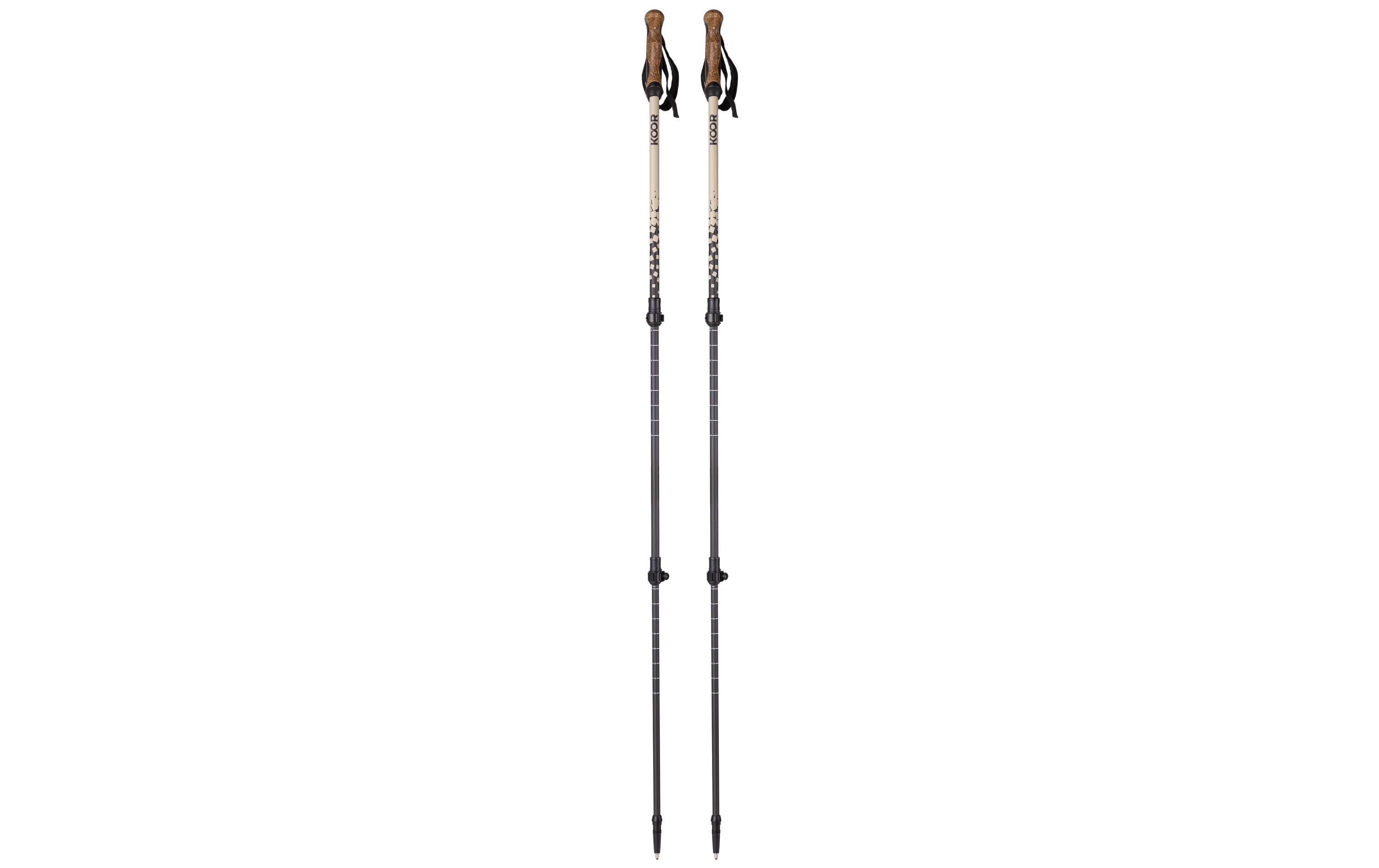 KOOR Wanderstock Carbon beige 140cm Kork Griff, Flip Lock