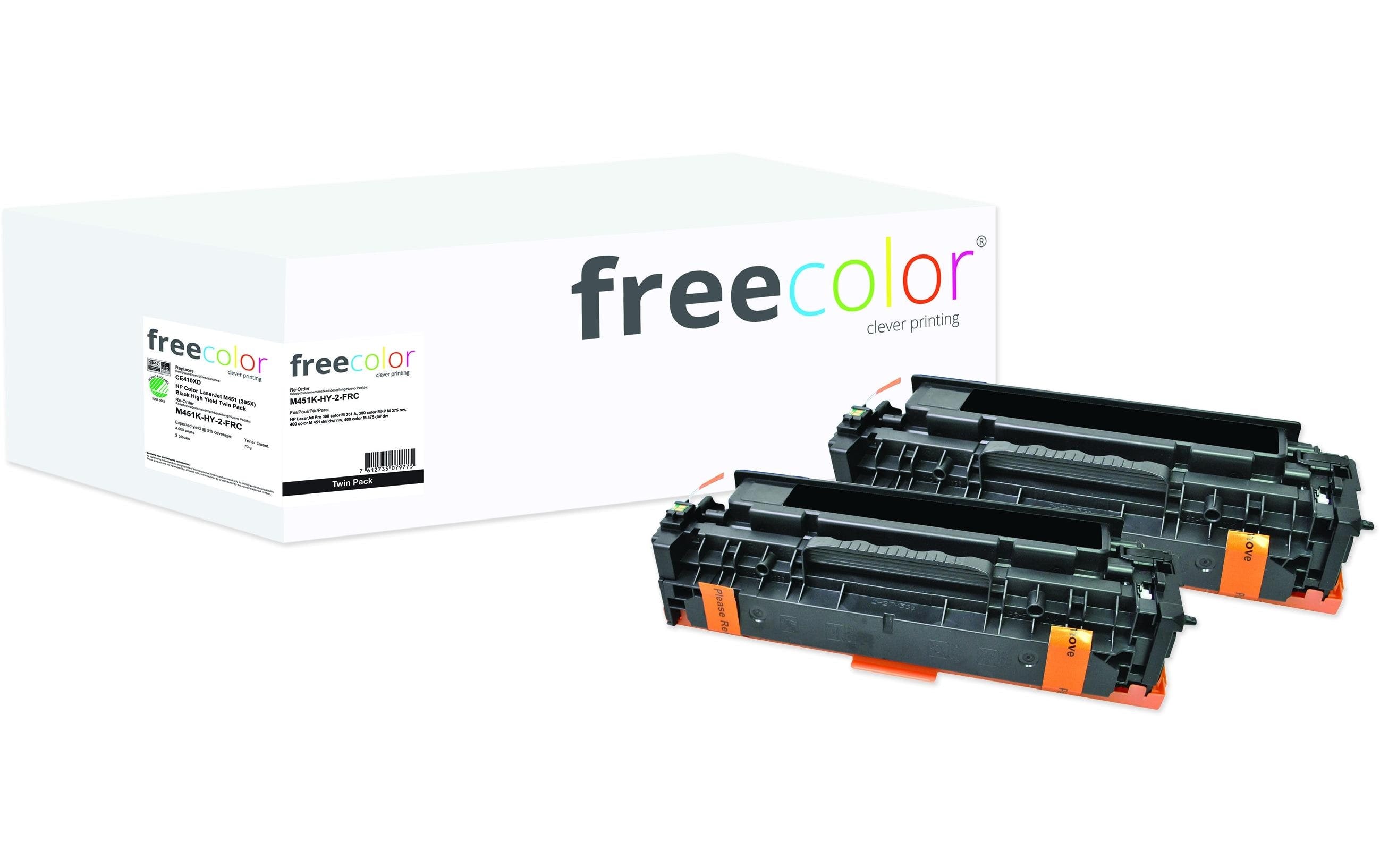 Free Color Toner CE410, 2 Stk schwarz, 2 x 4000 Seiten