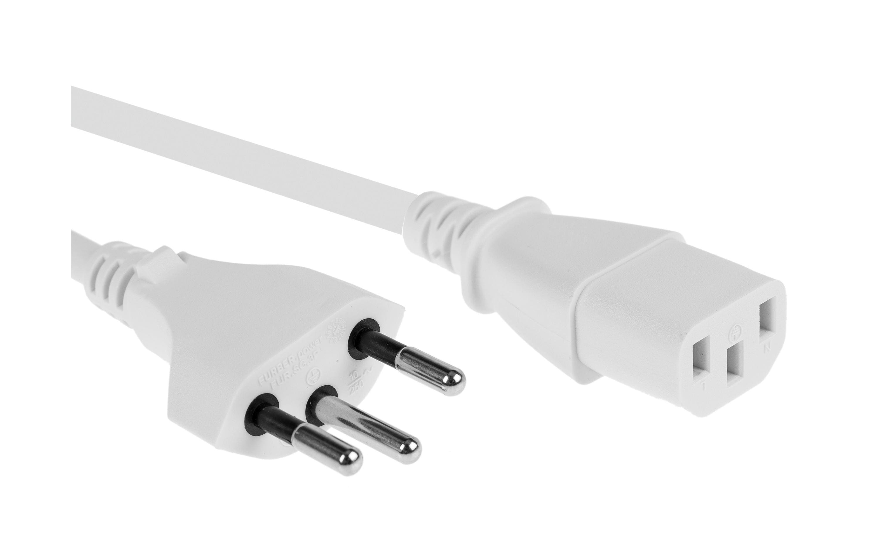 F.power Netzkabel C13-T12 3.0m ws 230V, H05VV-F 3G1.00, weiss (0/50)