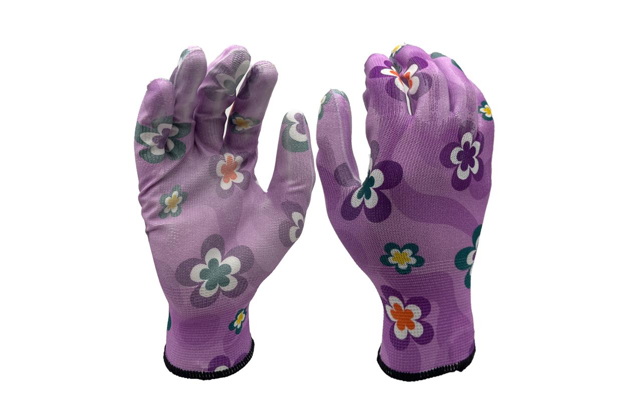 FTM Gartenhandschuhe Grösse 10/XL, lila, Blumenmuster