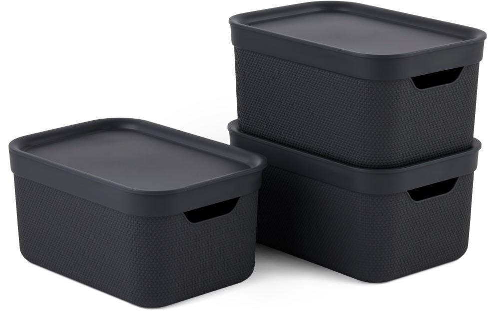 Rotho 3er-Set Dekoboxen black A5 "JIVE" Charcoal black