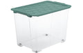 Rotho Box m. Rädern 65 l EVO SAFE Transparent / Mistletoe green