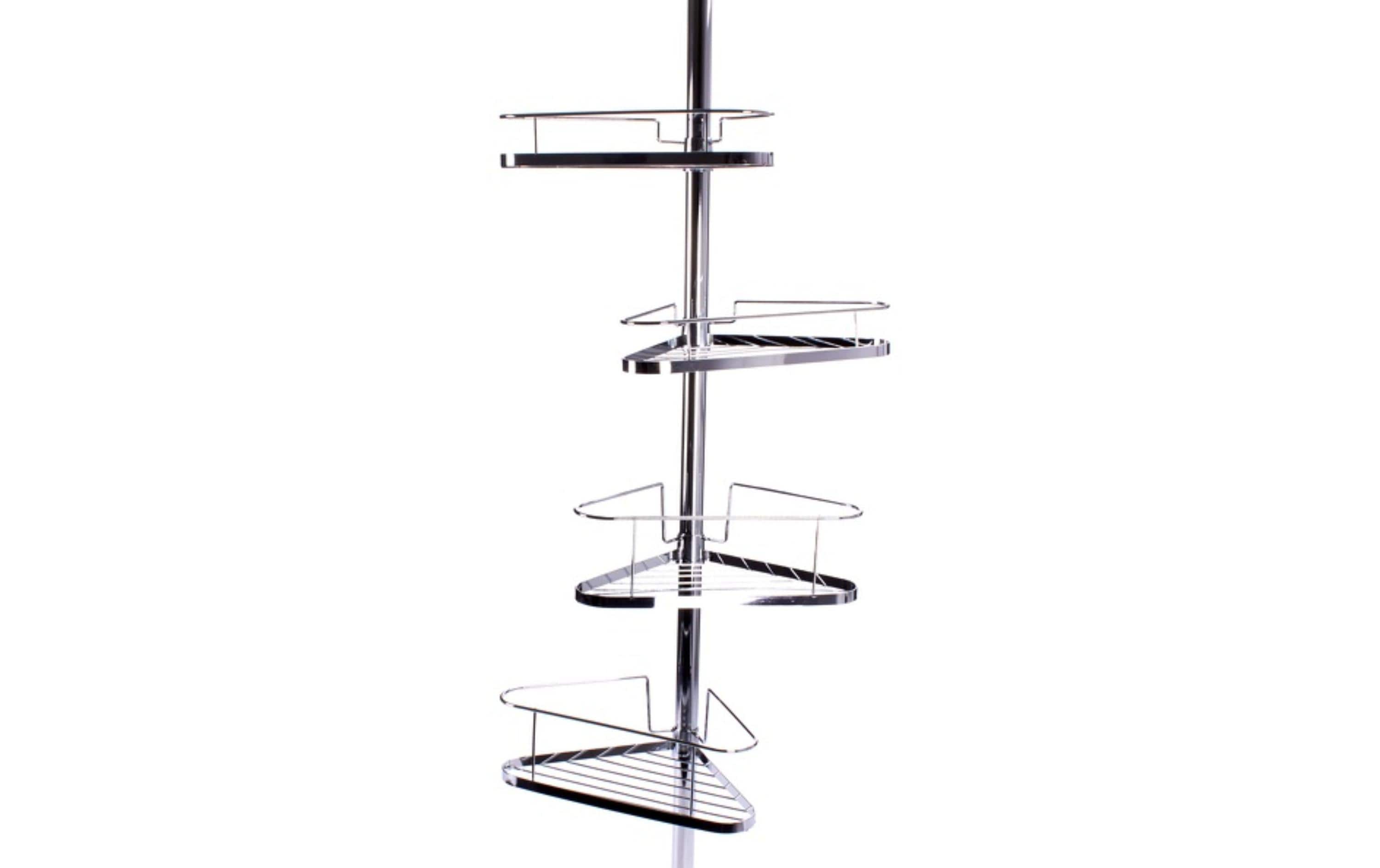MSV Duschregal Teleskopstange 145-250 cm Selbststehend, 4 Körbe