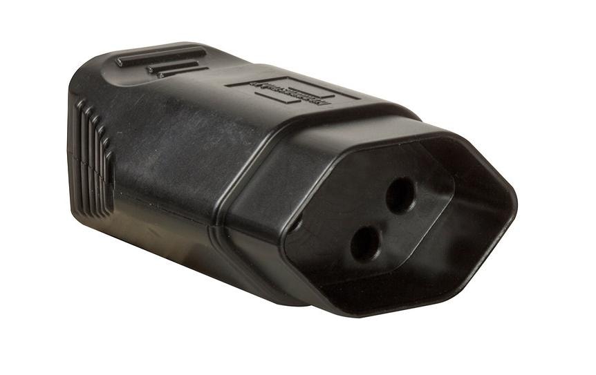 Kupplung Typ 12, L+N+PE, 10 A, 250 V, schwarz