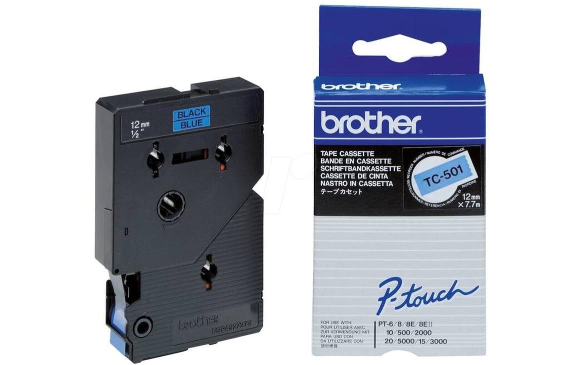 Brother P-Touch Schriftb TC, 12 mm Band blau, Schrift schwarz