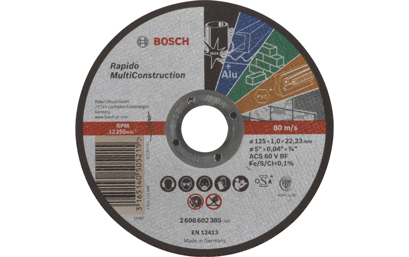 Bosch Professional Trennscheibe gerade Multi Construction, 125 mm, 1,0 mm