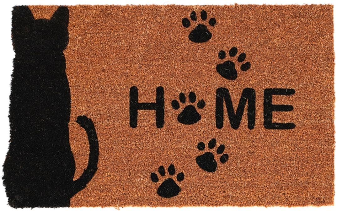 Esschert Design Fussmatte Kokos Katze Home Kokosfaser, PVC, 75x45x1.7 cm (LxBxH)