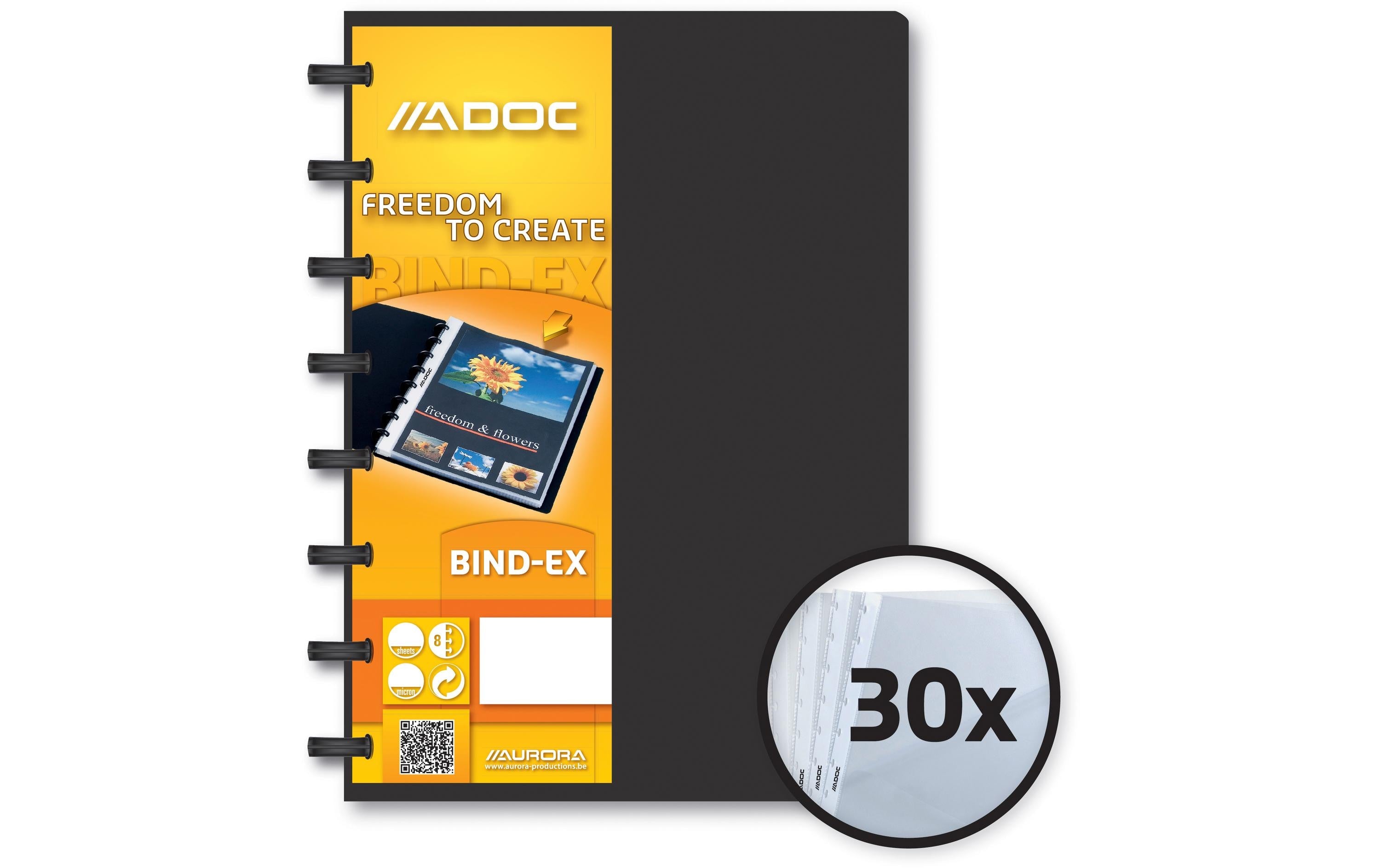 Adoc Sichtbuch Bind-Ex Standard A5, 30 Taschen, schwarz
