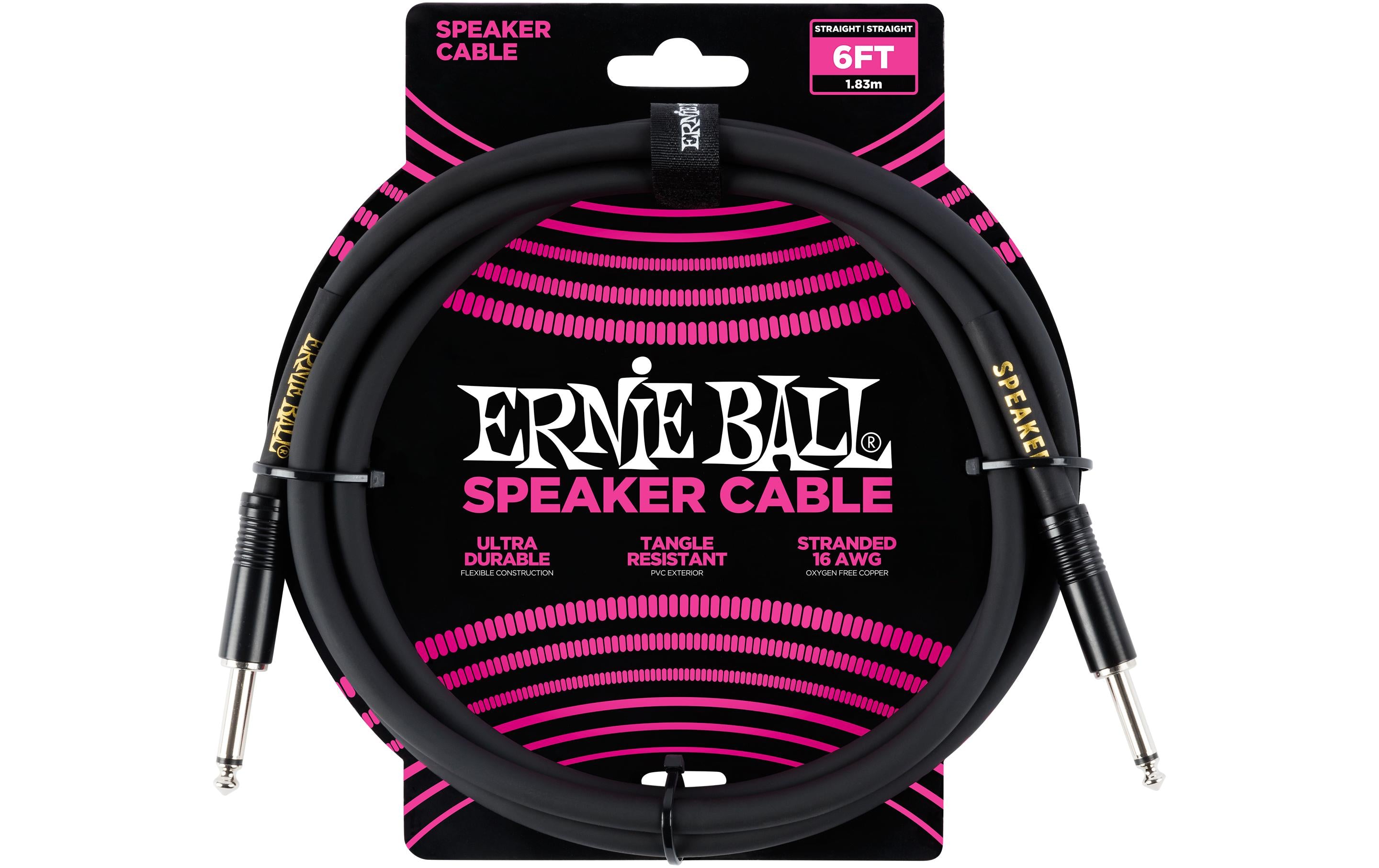 Ernie Ball 6072 Boxenkabel gerade/gerade, schwarz, 1,8m