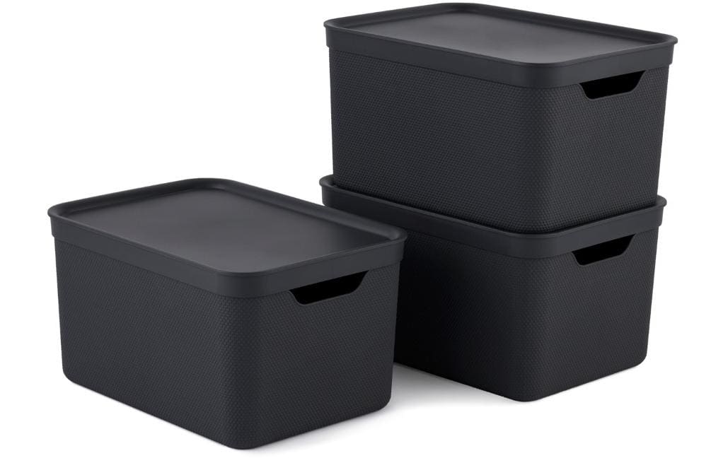 Rotho 3er-Set Dekoboxen black A4 "JIVE" Charcoal black