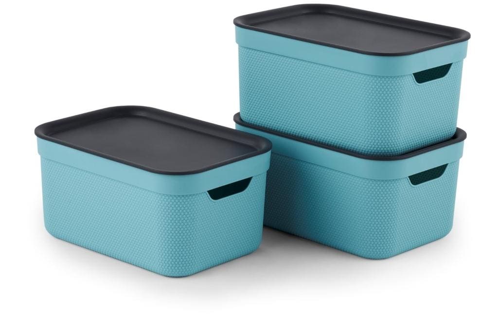 Rotho 3er-Set Dekoboxen blau A5 "JIVE" Himmelblau