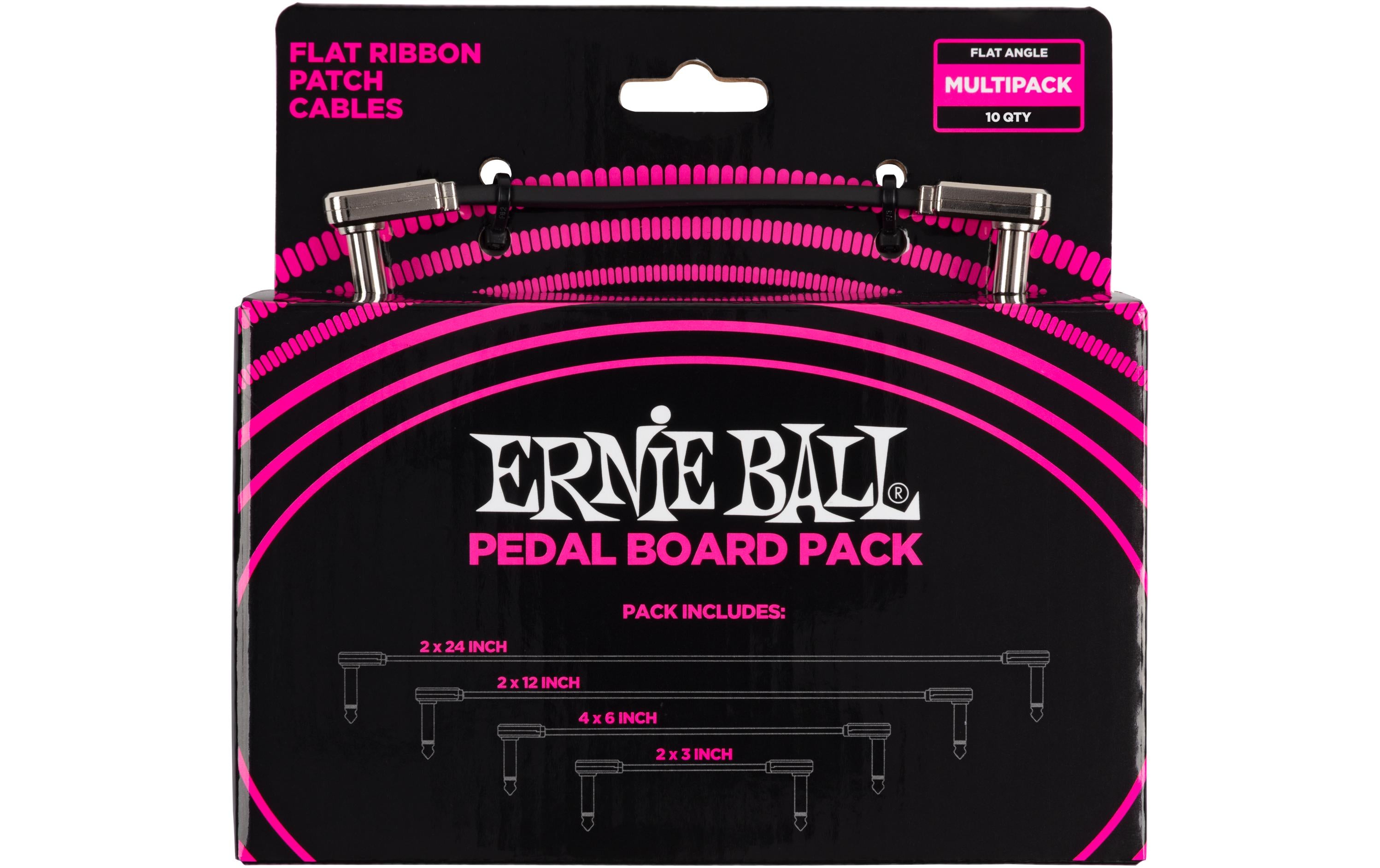 Ernie Ball 6224 Patchkabel Multipack flach, gew./gew., schwarz, Multi-Pack