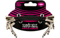 Ernie Ball 6220 Patchkabel flach, gew./gew., schwarz, 7.5 cm, 3er