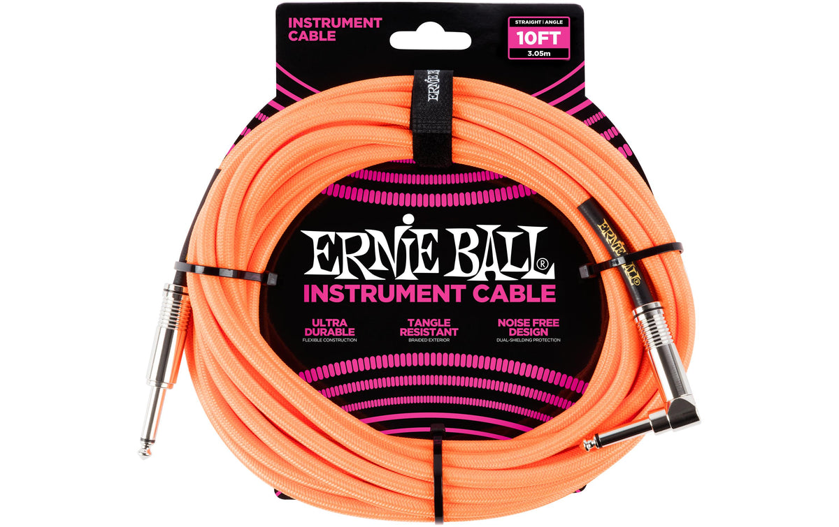 Ernie Ball 6079 Kabel Kabel, 3 m, neonorange, Gewebe