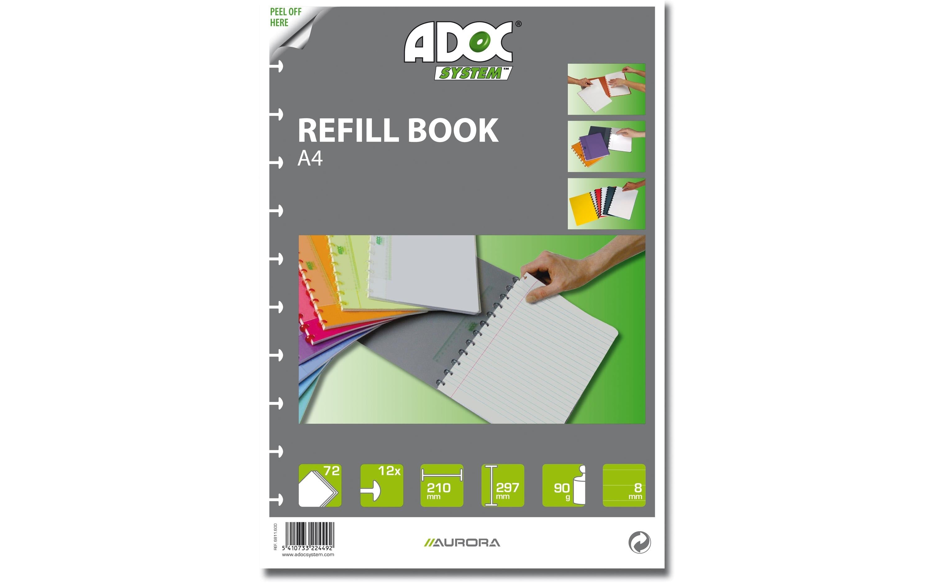 Adoc Ringheft Pap-Ex Ersatzblätter A4, liniert, 72 Stk