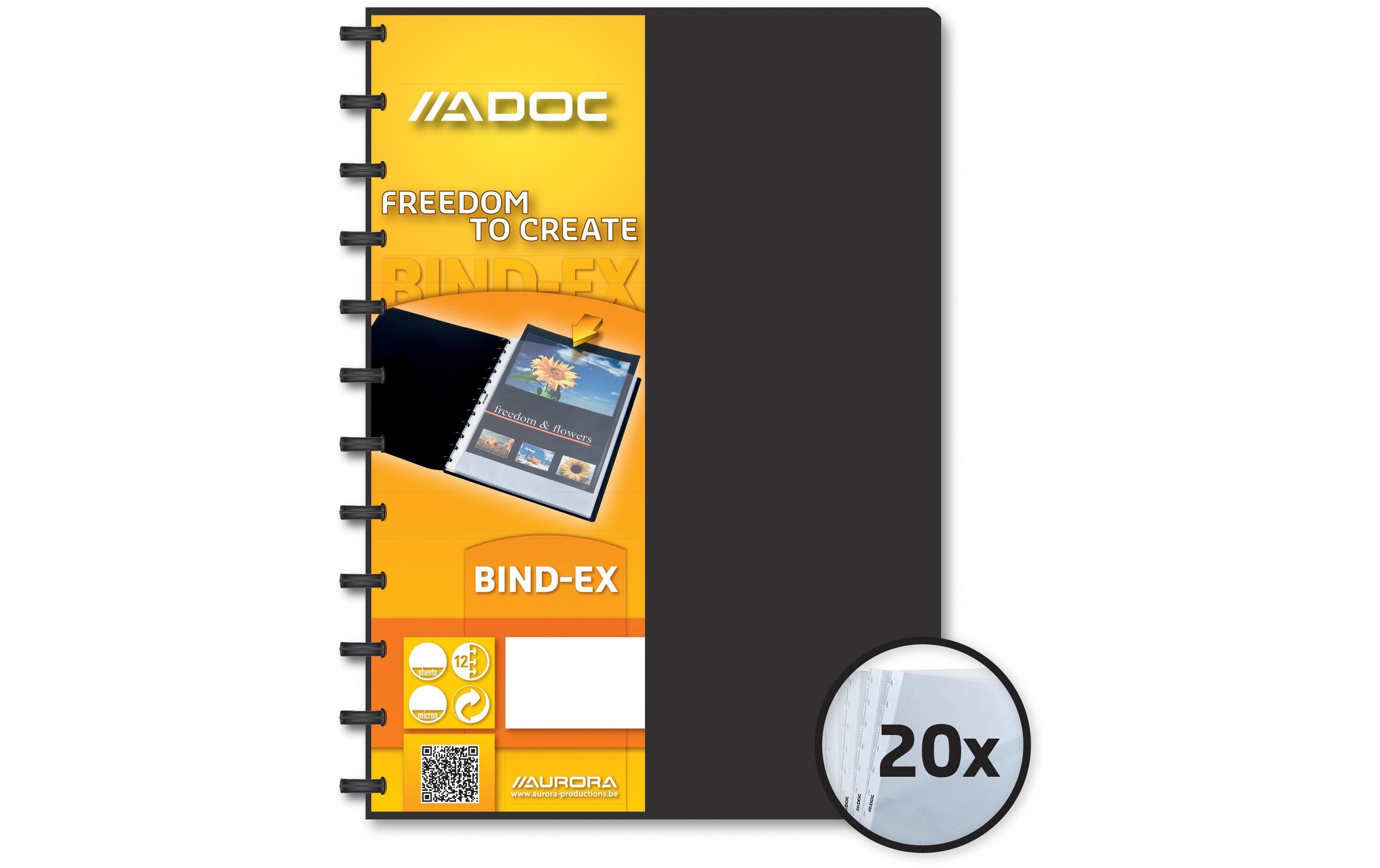 Adoc Sichtbuch Bind-Ex Standard A4, 20 Taschen, schwarz