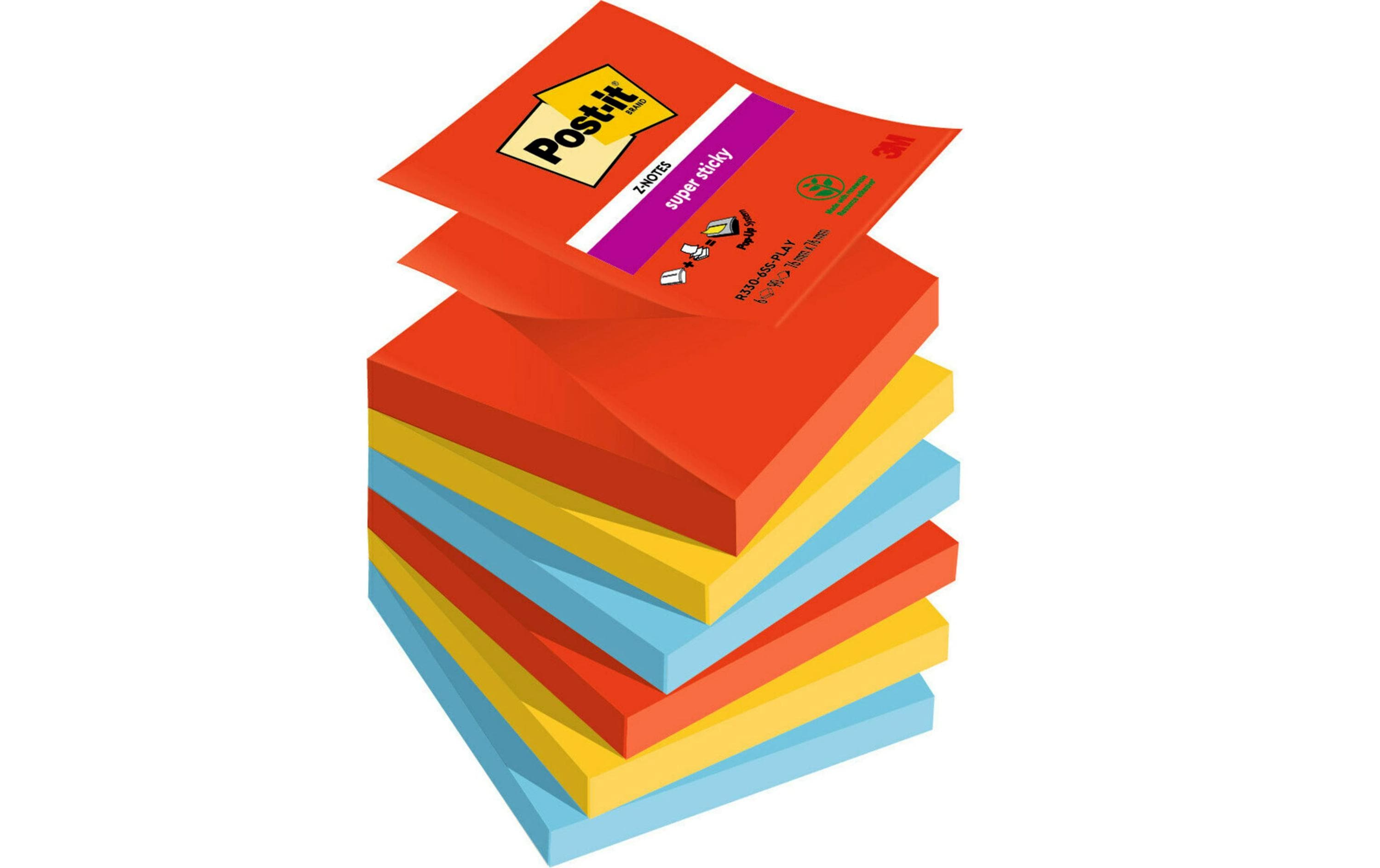 Post-it Haftnotizen Z-Notes Super Sticky 6 Stück, 76x76mm