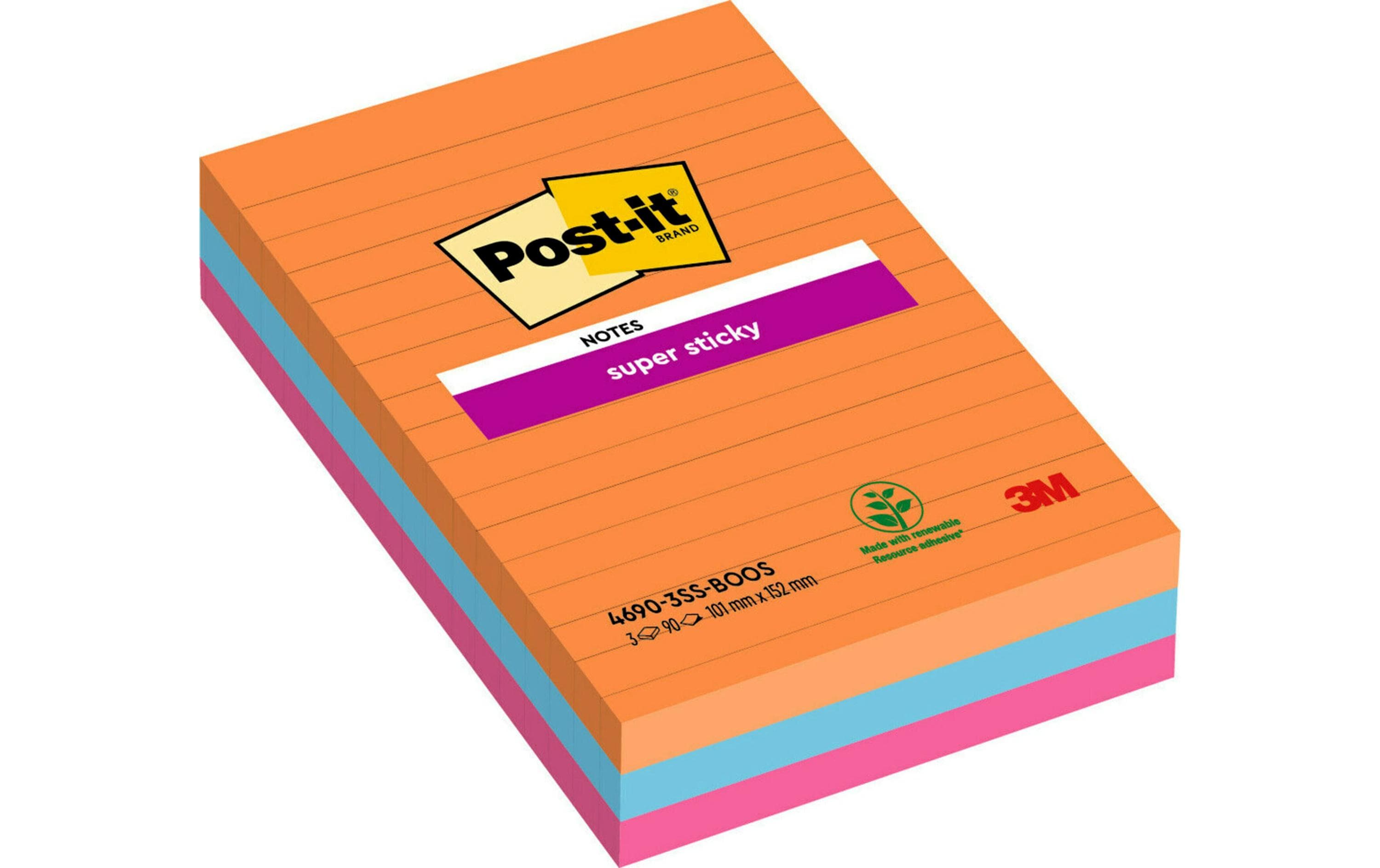 Post-it Haftnotizen Super Sticky liniert 152 x 101 mm,Bangkok, 3Stk.