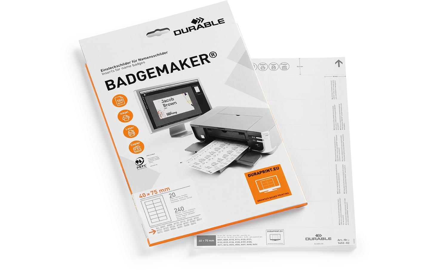 Durable Einsteckschilder Badgemaker 40 x 75 mm, 240 Stk