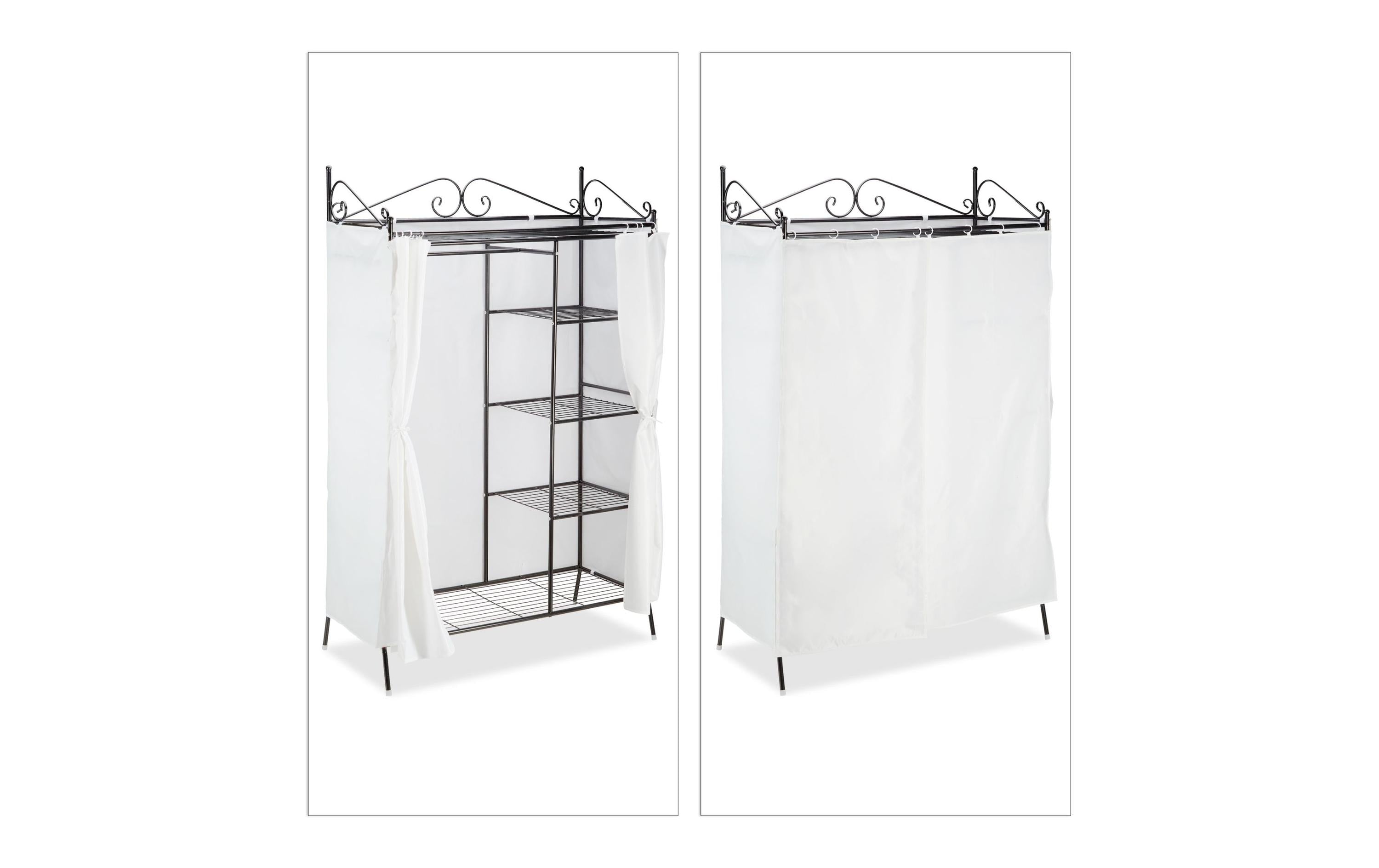 relaxdays Garbderobe Country, Metall Polyester, 172x105x45 cm (HxBxT)