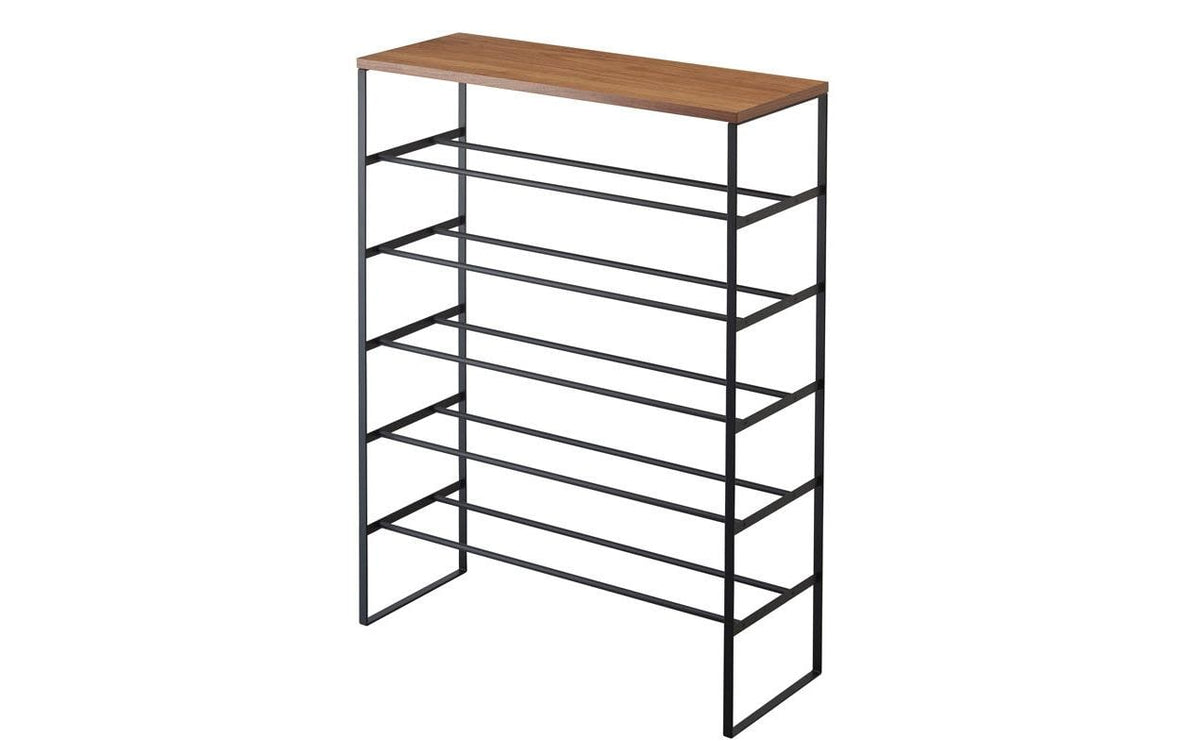 Yamazaki 6-stufiges Schuhregal TOWER 66 x 25 x 87 cm, Metall/Holz, schwarz