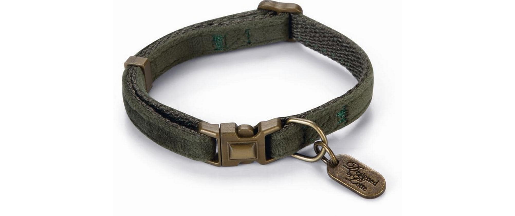 Designed by Lotte Katzenhalsband Velura Grün, 20-30x10mm