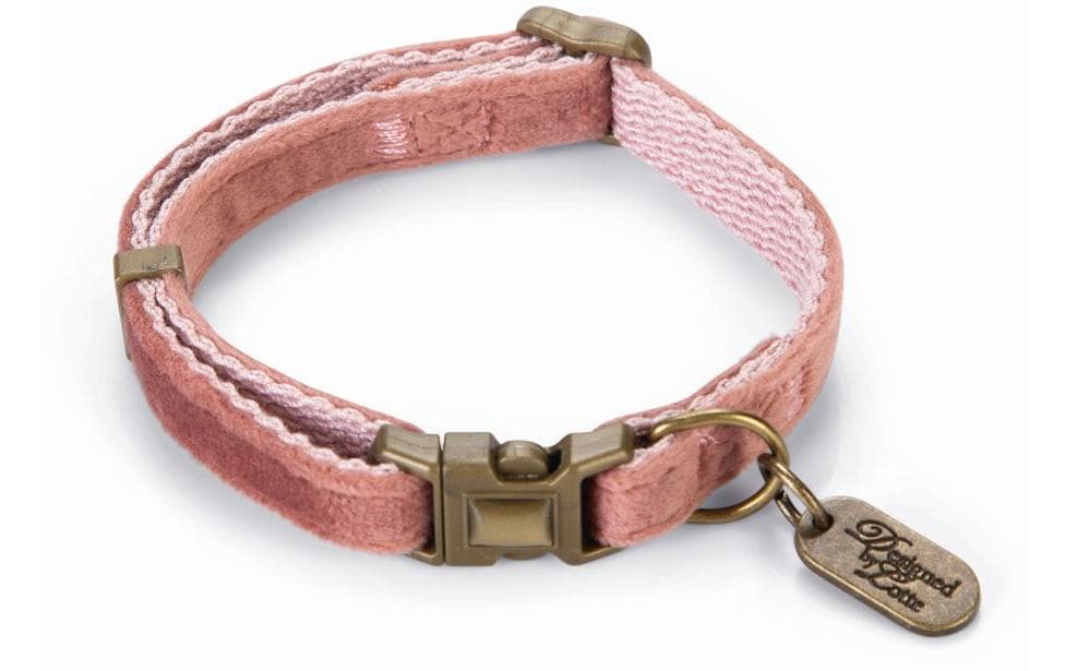 Designed by Lotte Katzenhalsband Velura Rosa, 20-30x10mm