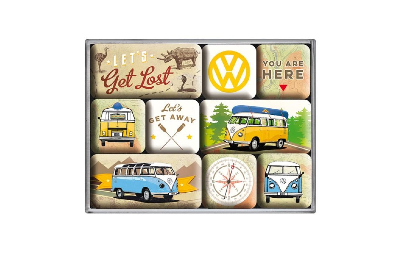 Nostalgic Art Magnet-Set VW Bulli 9 Stück, Gross: 9x7 cm, Klein: 2x3 cm