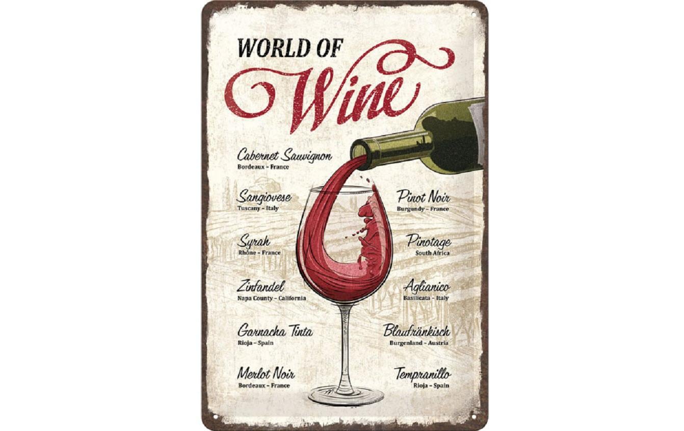 Nostalgic Art Schild World of Wine Metall, 20x30 cm