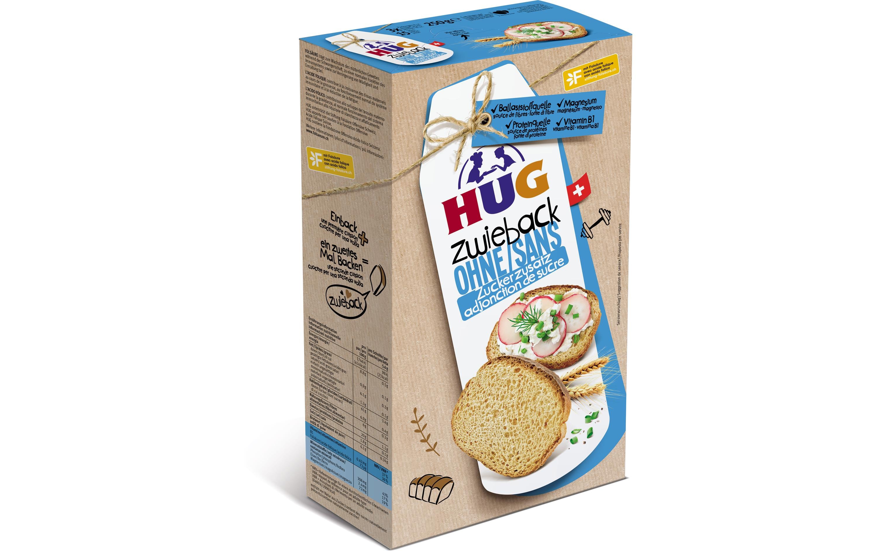 HUG Zwieback ohne Zucker 250g