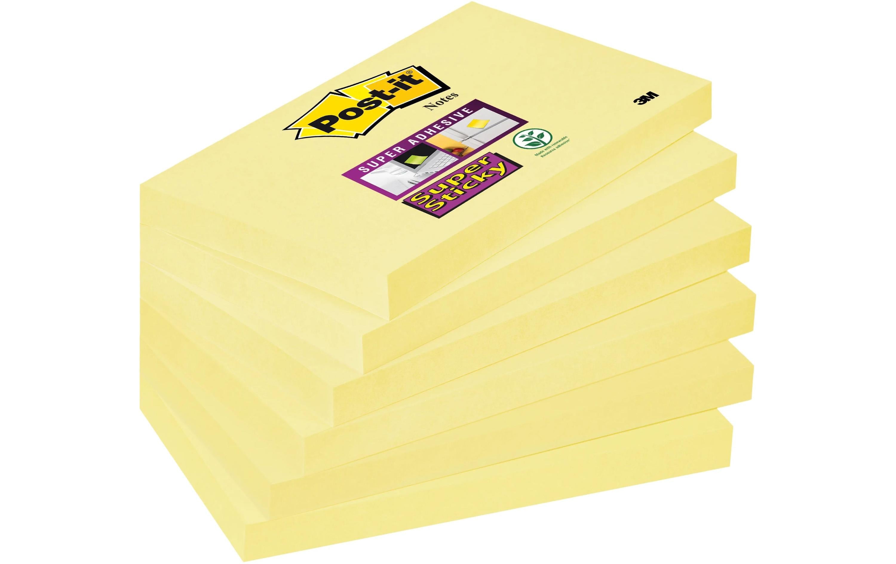 Post-it Haftnotizen Super Sticky gelb 76 x 127 mm, 6 Blöcke