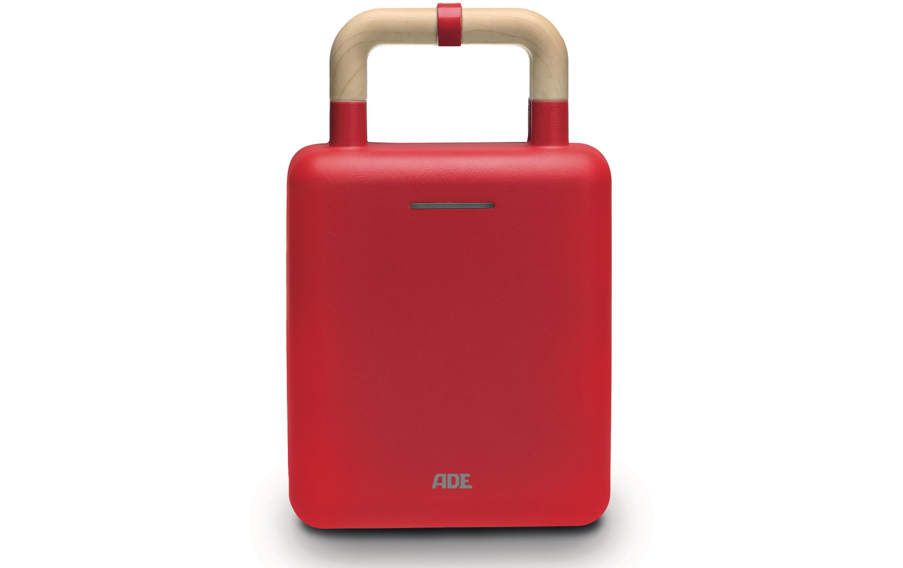 ADE Waffel- Sandwichmaker Rot 600W, 2in1, Teflonbeschichtet, Thermostat