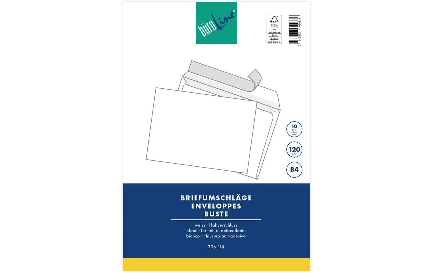 BüroLine Couverts Bliste B4, ohne Fenster, 10 Stk
