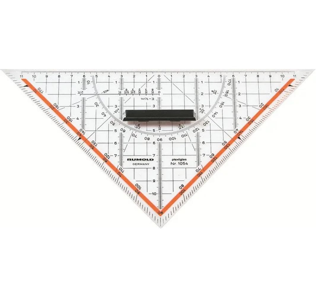 Rumold Geo-Dreieck Plexiglas 22 cm, Skala 2 x 11 cm, abnehmbarer Griff